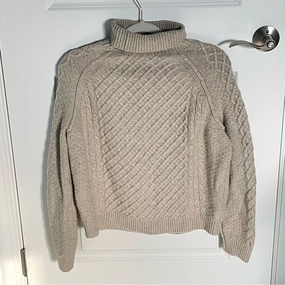 Vince Tan Yak Wool Blend Turtleneck Cable Knit Sweater - 29855 - Picture 8 of 15
